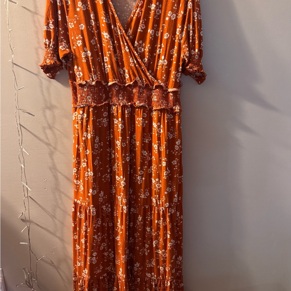 Serra Orange Floral Maxi Dress